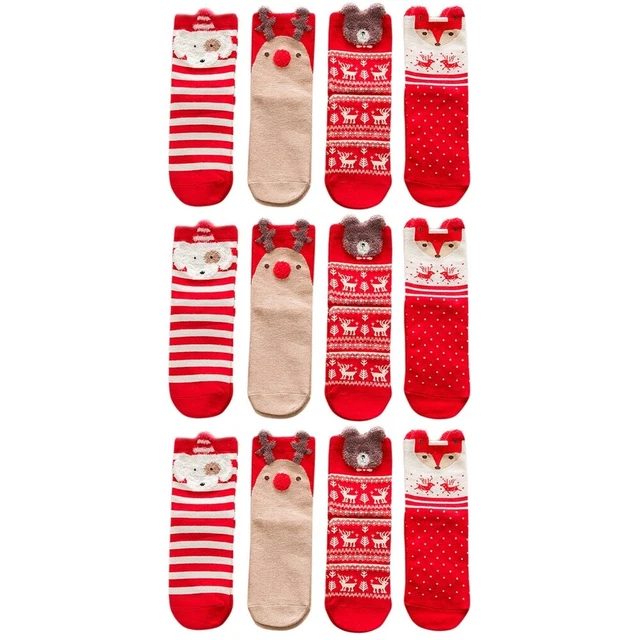12 Pairs christmas knee high socks for women Chaussettes Hautes De Noël Pour