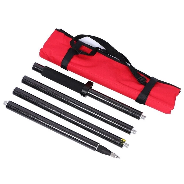 Survey Prism Pole Rod Carbon Fibre Pole GNSS RTK 4 Sections Surveying Prism Pole