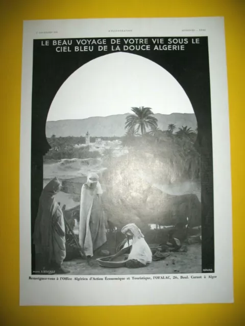 Publicite De Presse Tourisme Voyage Sous Le Ciel Bleu De La Douce Algerie 1931