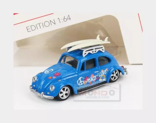 1:64 SCHUCO Vw Beetle Kafer Maggiolino +Surfboard Peace & Love 1955 452034400 Mo