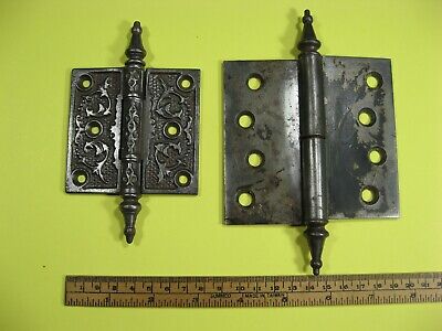 2 Different Eastlake Victorian Hinge Steeple Tipped Cast Iron 3"X3" 4"X4"