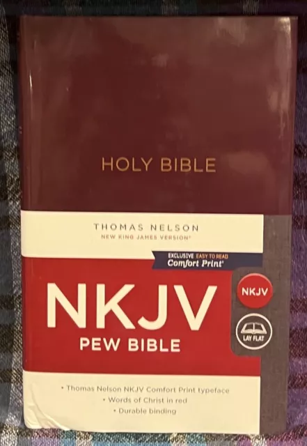 NKJV Pew Bible Hardcover Burgundy Red Letter Comfort Print: