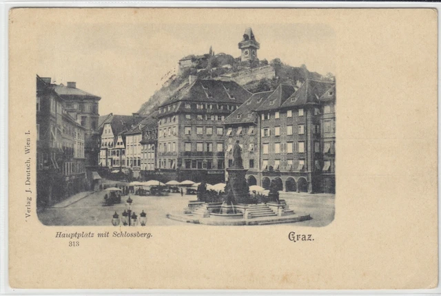 AK Graz, Hauptplatz mit Schlossberg, 1898