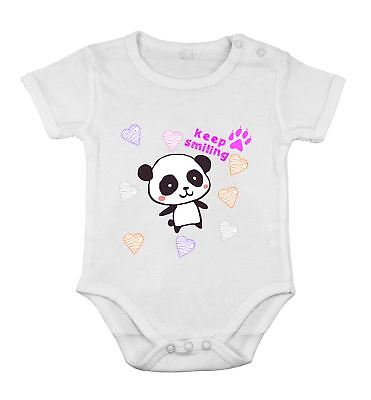 Body maniche corte per bambino neonato orso panda sorridente amore per animali