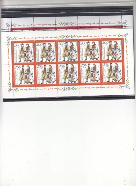 Bund BRD 1994 postfrisch ** Satz  Sätze  Trachten Zehnerbogen KlB  Mi. 1757-1761