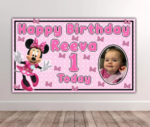 MINNIE MOUSE Personalised Birthday Photo Backdrop - Minnie Mouse Banners -Disney