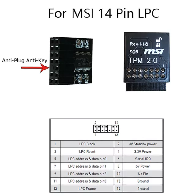 1* TPM2.0 Security Module Trusted Platform for MSI MS -4136 -4462
