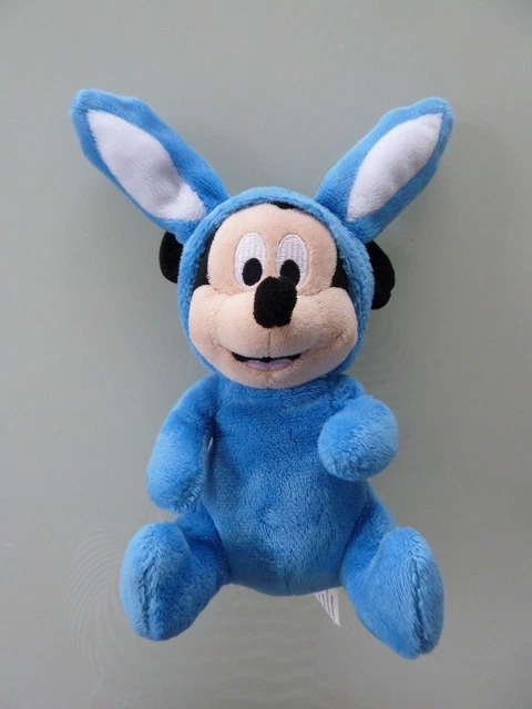 *. DOUDOU PELUCHE DISNEY NICOTOY MICKEY DEGUISE EN LAPIN BLEU 15/21cm -  TTBE