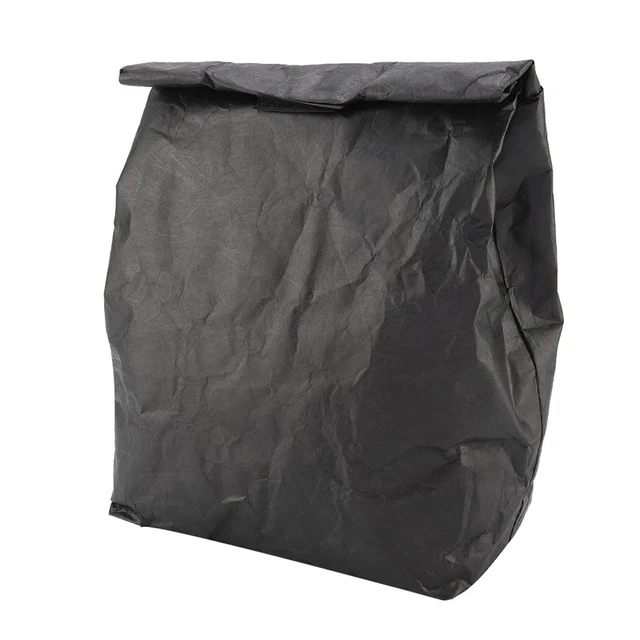 Bolsa de papel de picnic negra impermeable aislada caja de almuerzo para niños