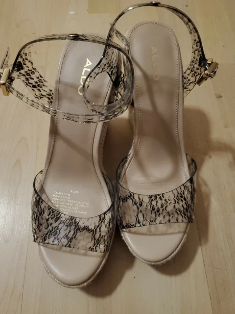 Aldo Snakeskin clear Platform Espadrille Wedge Size 10 NEW Zerrasen