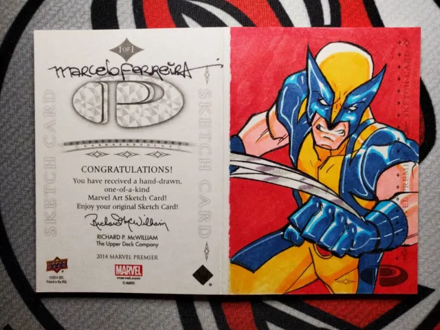 2014 UD Marvel Premier 1/1 Sketch Card Wolverine,X-23,Daken By Marcelo Ferreira