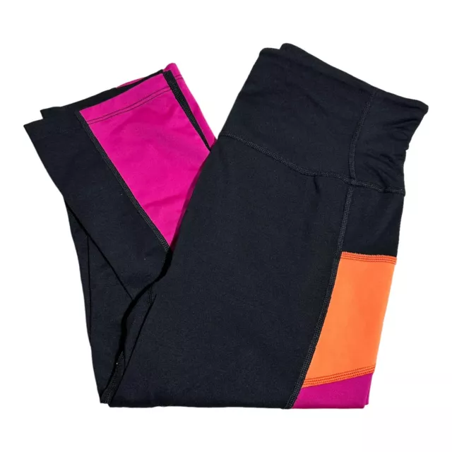 SPANX Active Compression Crop Leggings Women's L Colorblock Shaping Skinny Pants