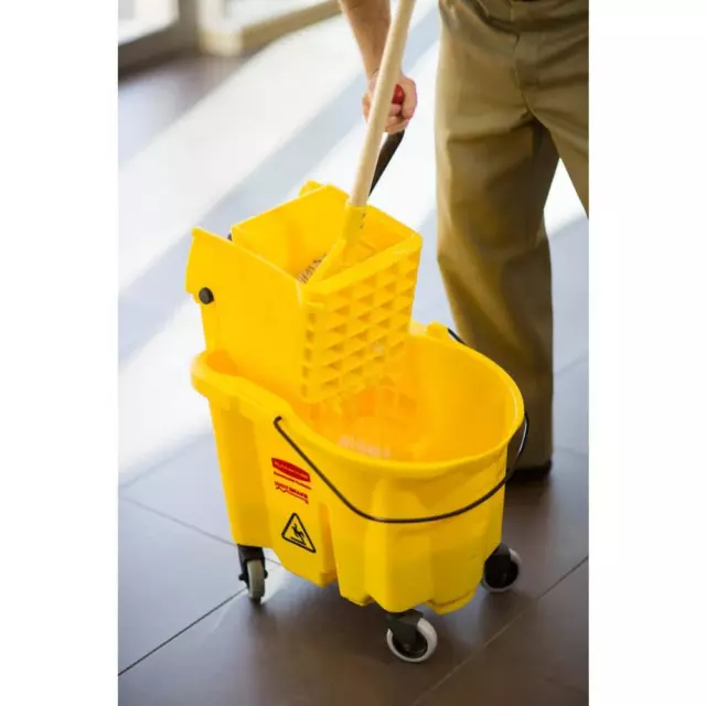 Rubbermaid 35 Qt. Yellow Plastic Mop Bucket with Removable Wringer - Heavy Duty 2