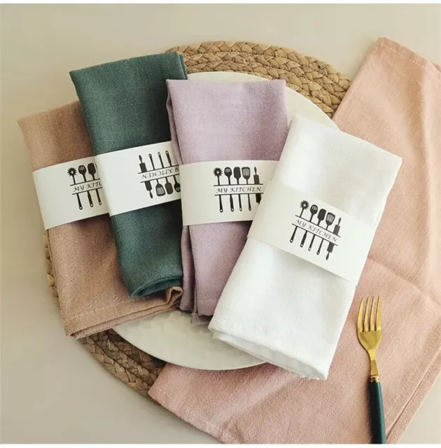 1Pc 40x40cm Home Kitchen Plain Cotton Linen Dinner Table Napkin Sqaure Tea Towel