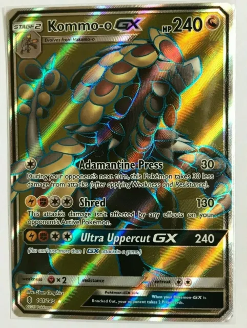 Kommo-o GX FULL ART ULTRA RARE 141/145 SM Guardians Rising Pokemon HOLO NM