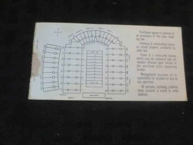 Texas Longhorns Football Ticket  VS Arkansas Oct 21, 1972 2
