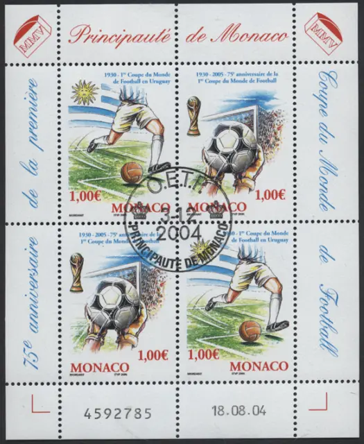 Monako 2004 "75 Jahre Fußball-WM" Pokal , MiNr Block 88 gestempelt