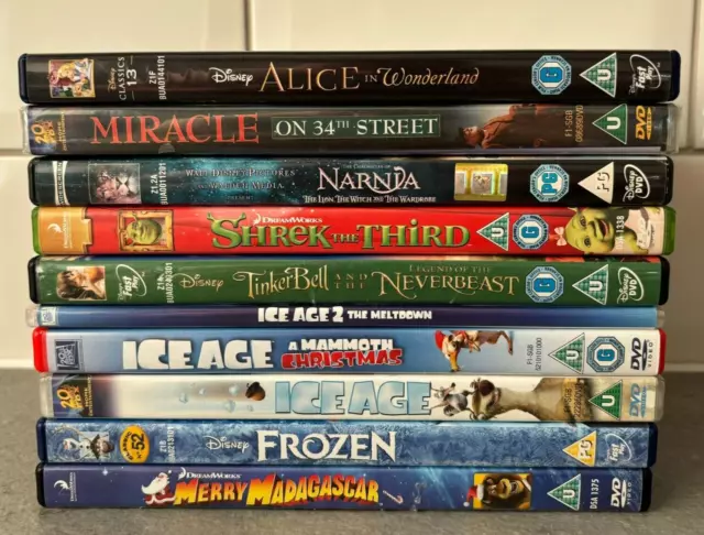 Childrens Family Christmas DVD Bundle Job Lot Frozen Madagascar Ice Age 2 Shrek