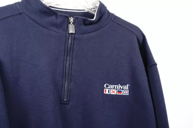 Carnival Cruise Line Embroidered Logo 1/4 Zip Blue Pullover Sweatshirt Mens 2X