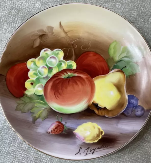 Occupied Japan Ucagco China Hand Painted Fruits 7.25” Plate Signed by Artist