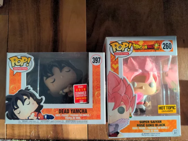 Funko Pop Dragon Ball Bundle Dead Yamcha Hot Topic Super Saiyan Rose Goku Black
