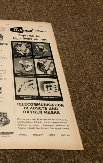 (Ac53) Advert 11X8" Airmed Telecommunication Headsets And Oxygen Masks Harlow