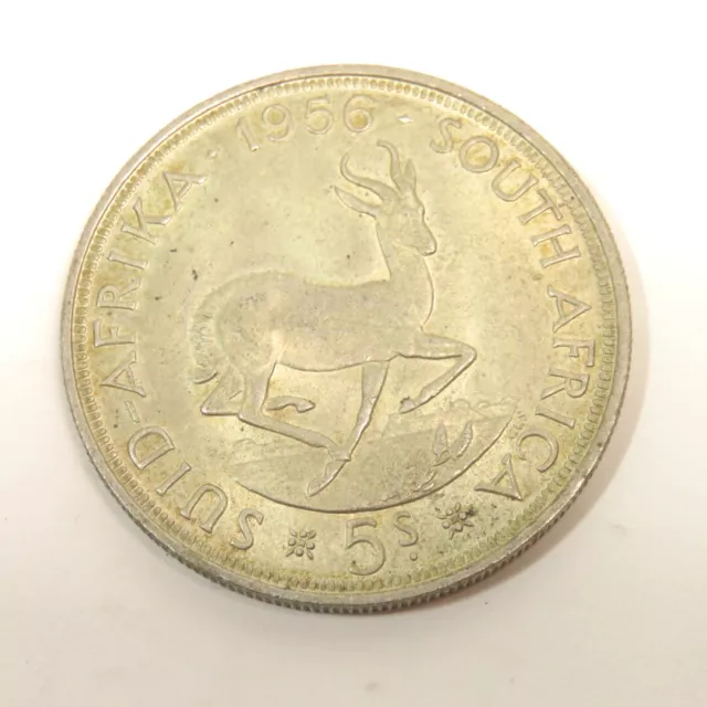 South Africa 5 Shillings 1956 Coin Vintage Silver Currency Elizabeth II Crown