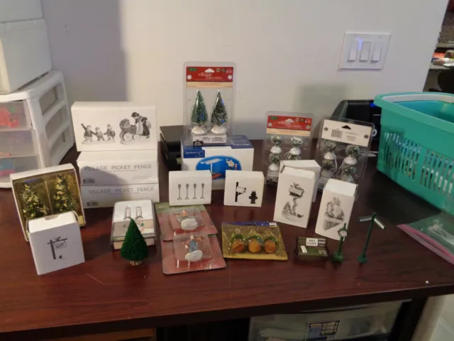 Large lot of Boxed Dept 56 Snow Village and Lemax Christmas items LOOK