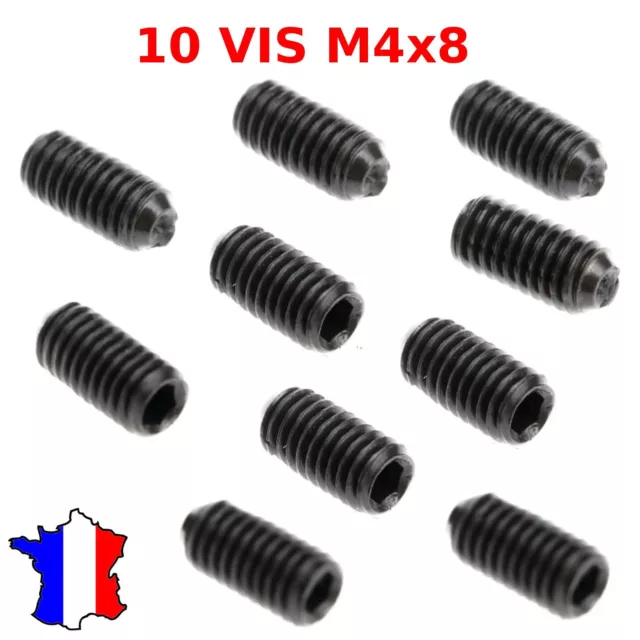 Vis sans tête M4 x 8 STHC acier bout plat vis M4*8 six pans creux BTR