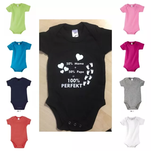 Baby Body 50%Mama+50%Papa=100%Perfekt von Sol's Druck Motiv Geschenk Geburt