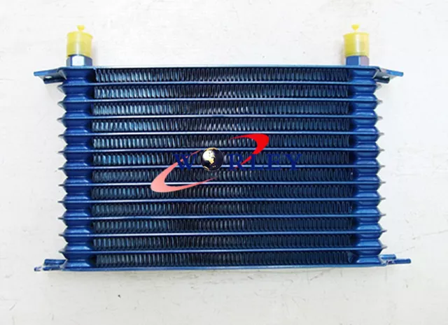 7 Row AN-10AN Universal Engine Transmission Oil Cooler Blue Aluminum