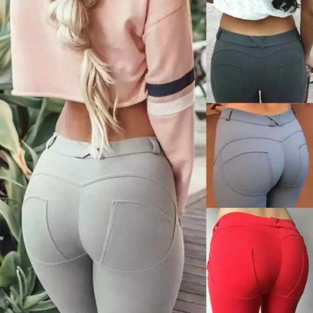 Womens PUSH UP Yoga Leggings High Waist Pencil Pants Gym Jeans Sports Trousers