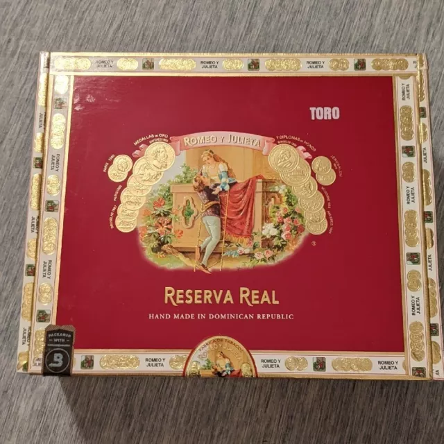 Romeo Y Julieta Reserva Real Robusto Empty Cigar Box Red & Gold