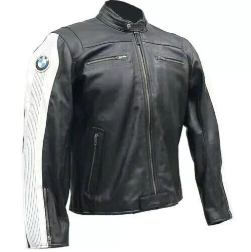 BMW Mens Biker Motorcycle Leather Jacket MOTOGP Motorbike Racing Leather Jackets