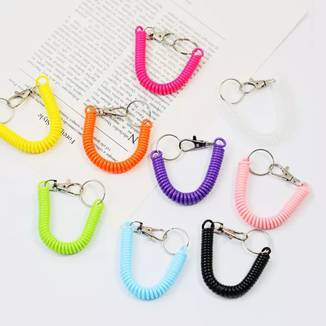 Plastic Spring Coil Spiral Keychain Retractable Telephone Cord Spring Key RING