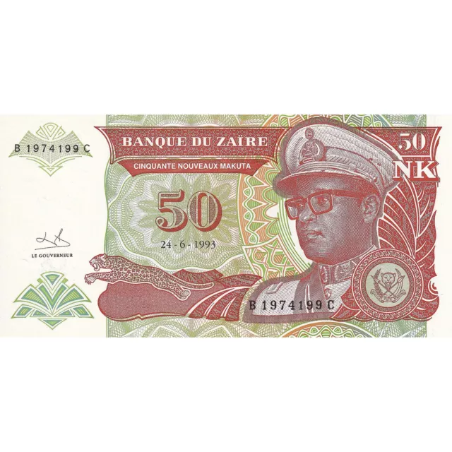 [#195540] Banknote, Zaire, 50 Nouveaux Makuta, 1993-06-24, KM:51, UNC(65-70)