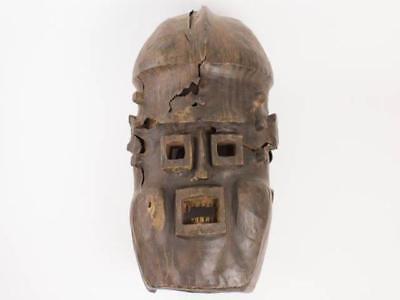 NobleSpirit {3970} Benin Leather Covered Wood Ceremonial Mask Nigerian 1850s