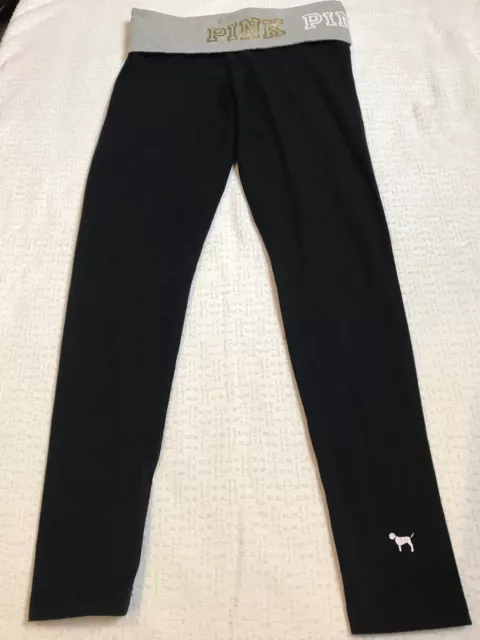 Victorias Secret Pink Ultimate Yoga Pants Leggings Womens XS Black With Logo