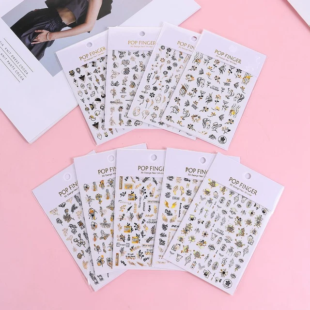 de l'eau Manucure Femme abstraite Fleurs Feuille Autocollants pour ongles