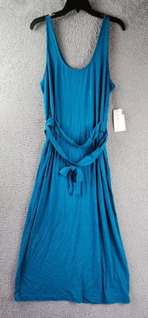 Three Dots Tie Waist Tank Dress Women's XL Crystal Teal Scoop Neckline Pullover