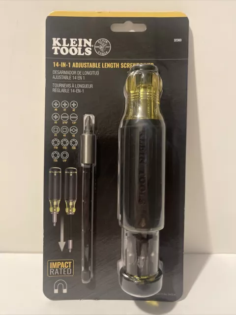 Klein 32303 Multi-Bit Screwdriver / Nut Driver, Impact Rated 14-in-1 Magnetic