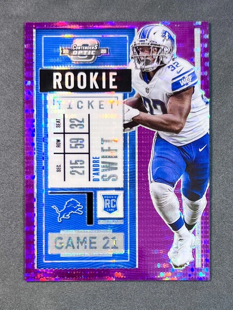 2020 Contenders Optic D’andre Swift Rookie Ticket Purple Pulsar Prizm /21 #70