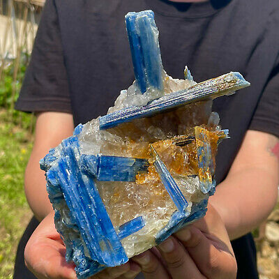 4.33LB Rare!! Natural beautiful Blue KYANITE with Quartz Crystal Specimen Rough
