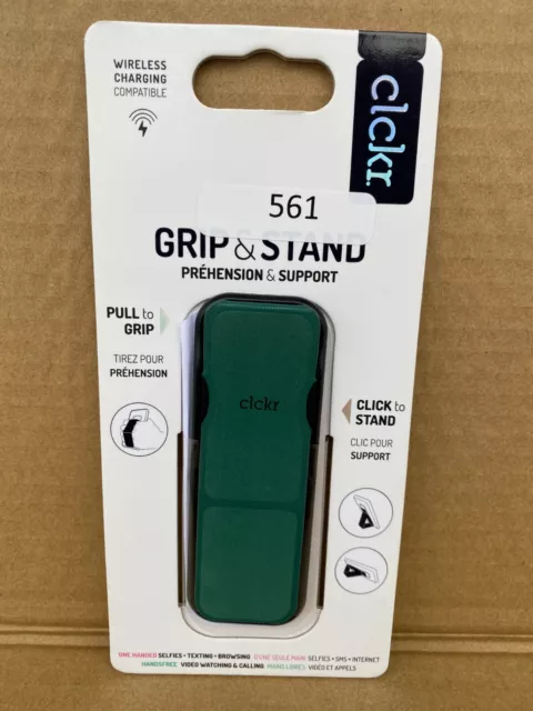 ClCKR Stand Grip Strap Kickstand Universal Phone Holder Reflective Green