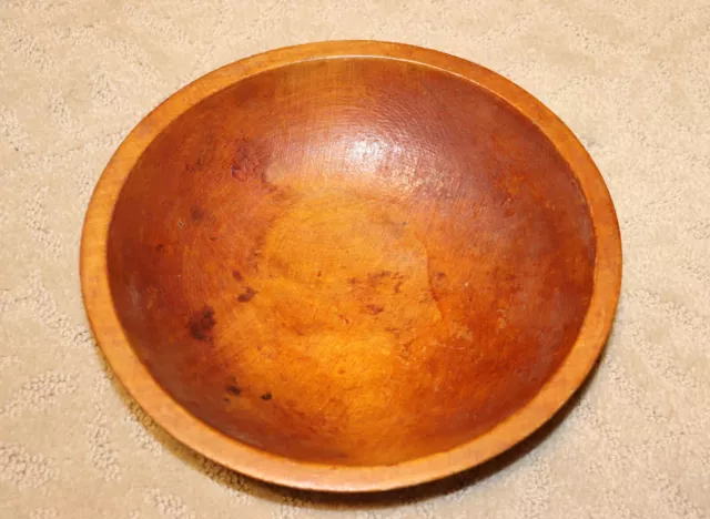 Vintage Wooden Munising Dough Bowl Oval Out of Round Primitive Wood  9" x 8.5"