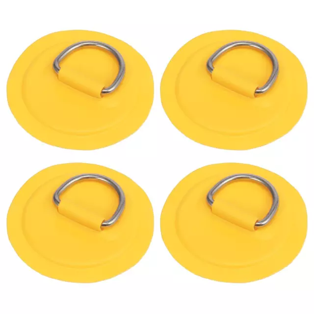 4 Piezas D Anillo Parche PVC Inoxidable Acero Redondo Forma Amarillo para Kayak