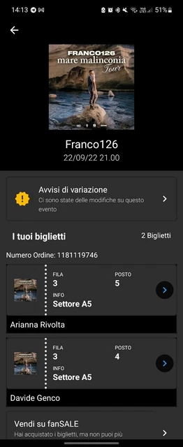 Biglietti Franco 126 Forum Assago