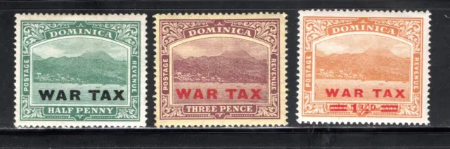 Dominica Stamp Scott #MR2, MR4, MR5, War Tax, Lot of 3, MLH, SCV$13.25