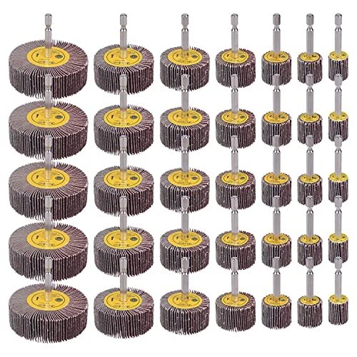 35 Pack 1/4" Abrasive Flap Wheel Sander Set 80 Grit Aluminum Oxide Flap Wheel...