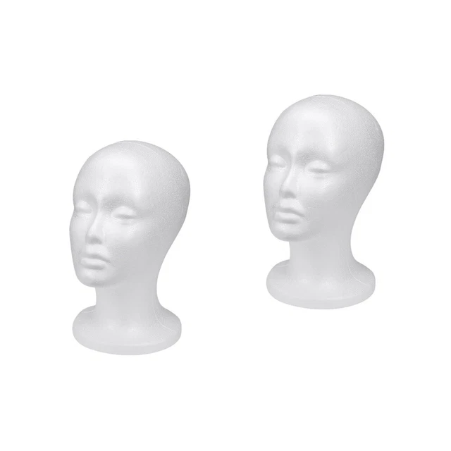 2 Count Foam Mannequin Wig Stand Wig Stand Holder White Wigs Hat Wigs Head Model